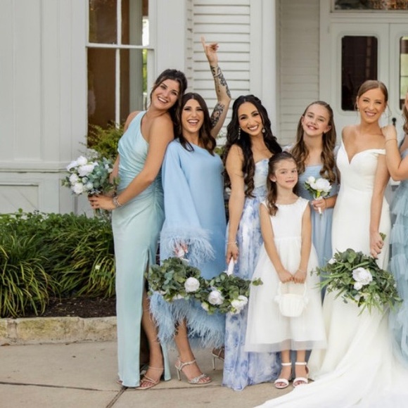 Blue one shoulder with slit gown - Picture 3 of 3